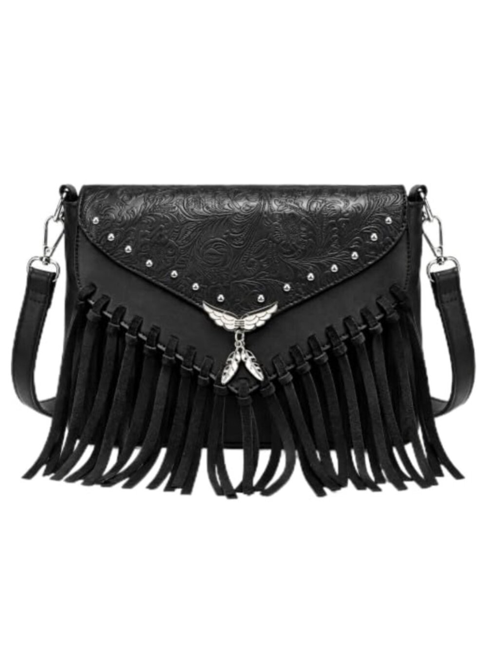 Fringe Crossbody Purse PU Leather Western Style Adjustable Strap Women Handbag